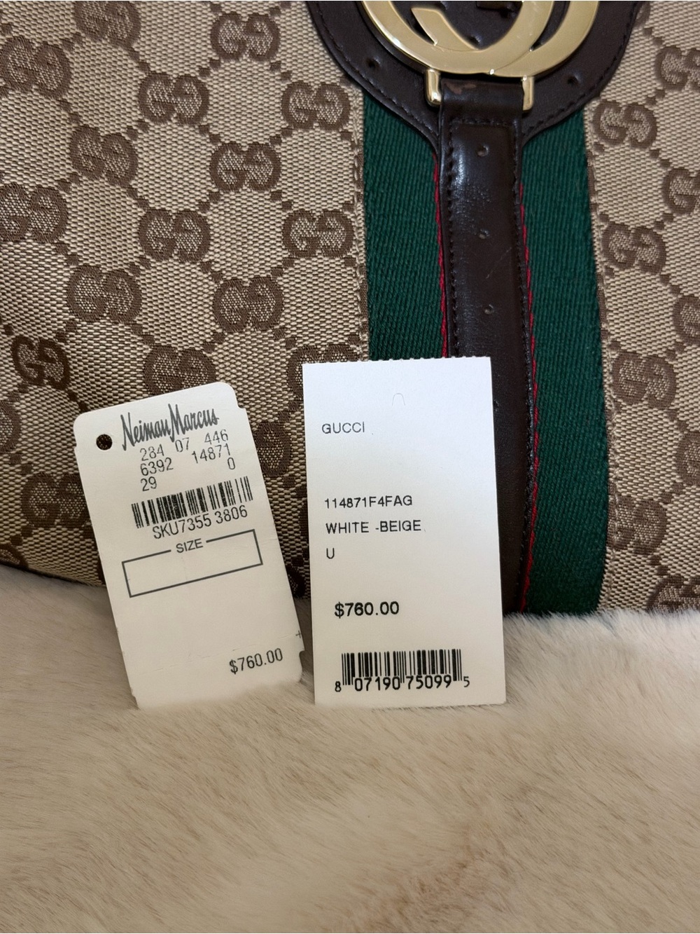 Gucci Beige GG Canvas Hobo with Green and Red Web Stripe - Picture 10 of 12
